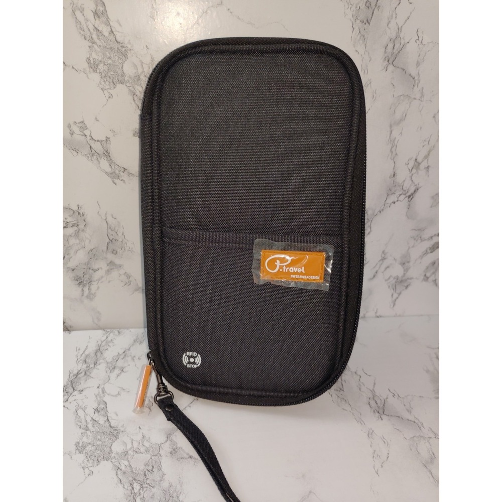 NWOT P. Travel Design Wallet/Passport Holder/Organizer Zip Wristlet Gray RFID